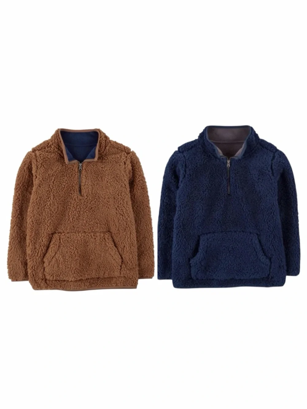Lot of (2) Carter’s Boy’s Kid Quarter Zip Sherpa Pullover. Size 10/10A.